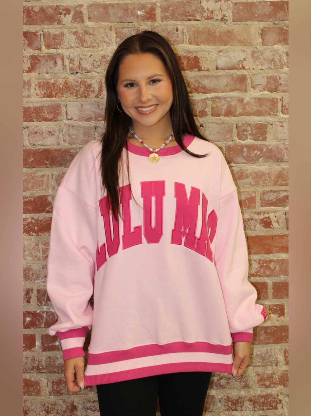 Lulu Mac Light Pink/Hot Pink  Social Society Stitch Sweatshirt